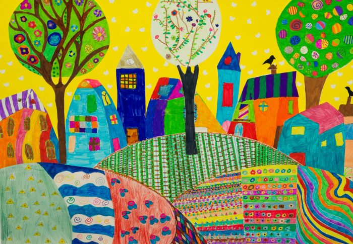 table-village-pattern-color-garden-painting-coloring-textile-art-illustration-design-mural-modern-art-children's-drawings-psychedelic-art-child-art-887571